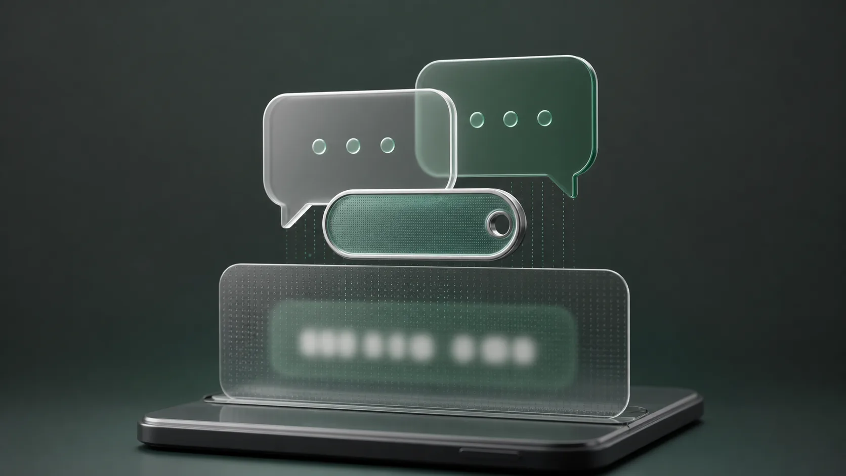 Abstract private messenger username tag separated from a blurred phone number on a smartphone.